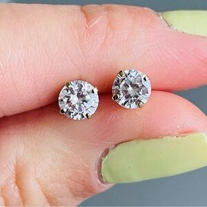 14k Yellow Gold Diamonique Cubic Zirconia 5mm Stud Earrings